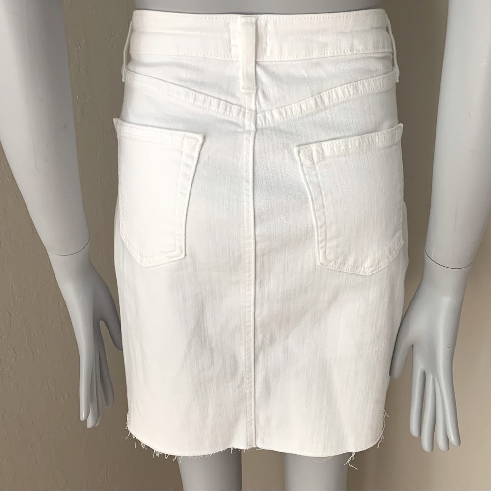 JUST BLACK White Denim Stretch Cotton Raw Hem Skirt Style # CD132K Size Small - Picture 13 of 16